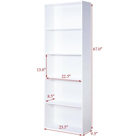 5 Shelf Storage Bookcase Modern Multi Functional Display Cabinet