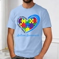 thumbnail image 2 of Autism Awareness Shirt Men: Autism Acceptance T Shirt Autism Support Inspirational Short Sleeve Tee Tops(Light Blue,L), 2 of 4