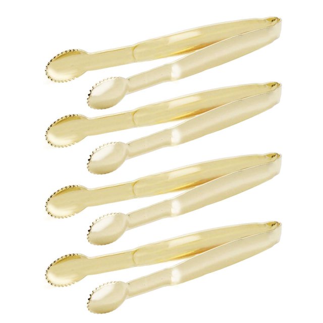 Hinmay Mini Pinzas Para Servir Pinzas Para Aperitivos De 5 Pulgadas, Juego De 4 (Dorado)