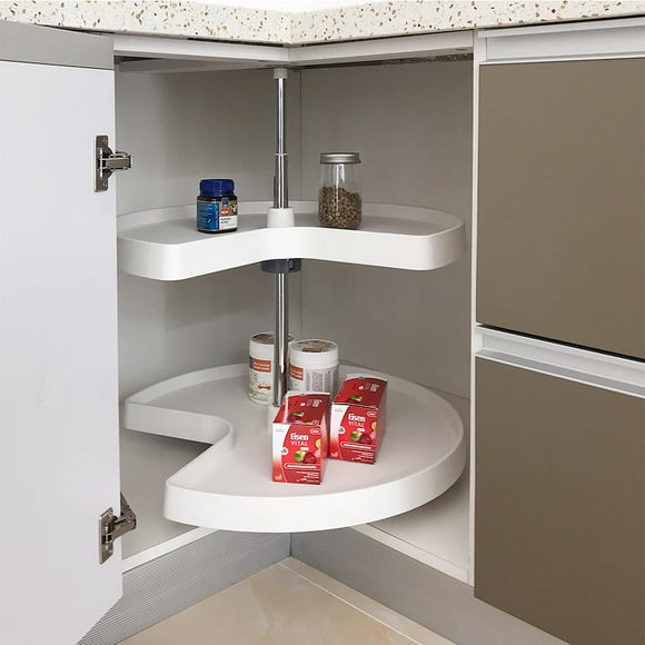 28 Inch Pull Out Kitchen Cabinet  Lazy Susan Organizer, 2 Tier Revolving Cabinets Basket Corner Shelf