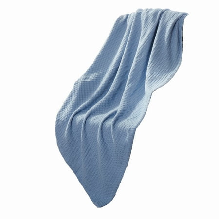 UPC: 0192551875920 | Nyx King Size Ultra Soft Cotton Thermal Blanket Textured Feel Blue- Saltoro Sherpi