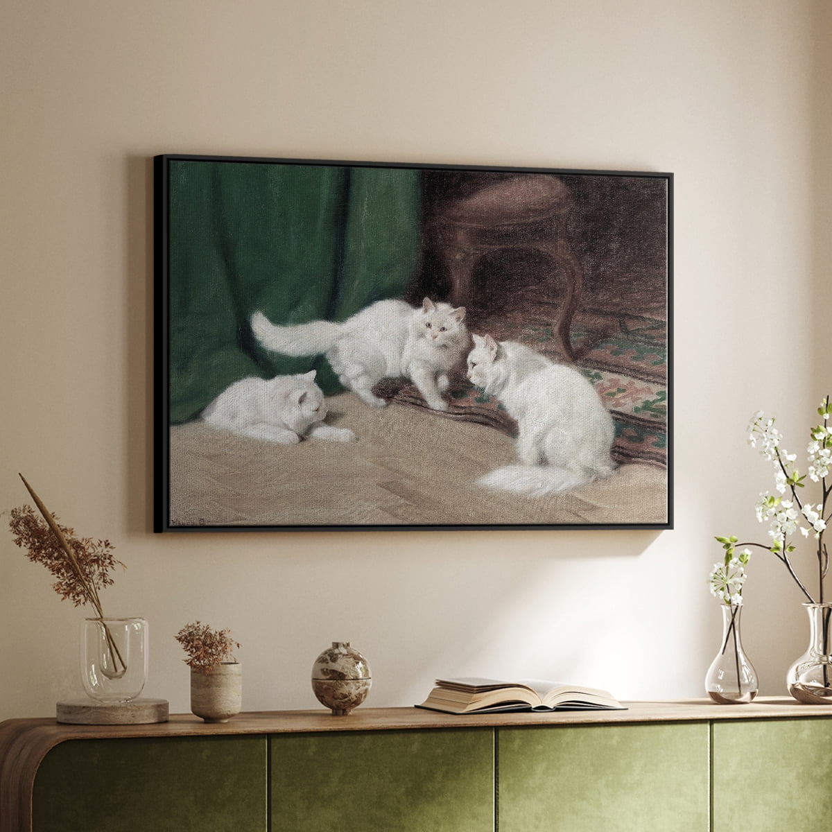 Vintage Animal Print-VI By Wexford Home Framed in Black Wood Gallery Wrapped Canvas 27 in. x 41 in.