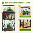 thumbnail image 4 of 10 Gallon Aquarium Stand with Storage, 3 Tier Heavy Metal Fish Tank Stand Shelf 20.47" x 11.42" x 30.91", Rustic Brown, 4 of 8