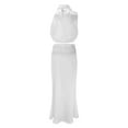 thumbnail image 4 of Two Piece Skirt Set Formal Satin Neck Sleeveless Solid Flowy Maxi Tank Top and Skirt Womens 2 Piece Outfits Summer White L, 4 of 7