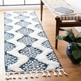 thumbnail image 2 of SAFAVIEH Moroccan Tassel Desmond Southwestern Shag Runner Rug, Navy/Ivory, 2'3" x 8', 2 of 8