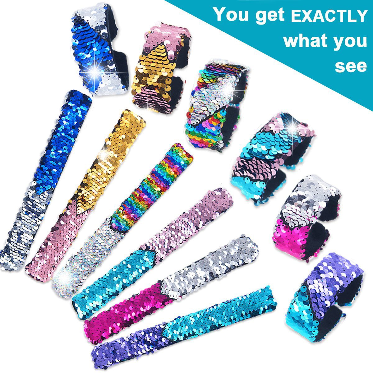 Cute Mermaid Theme Birthday Party Favors Boys Girls Party Favors Gifts Carnival Prizes Set （6 Pack N//H Silicone Mermaid Slap Bracelets
