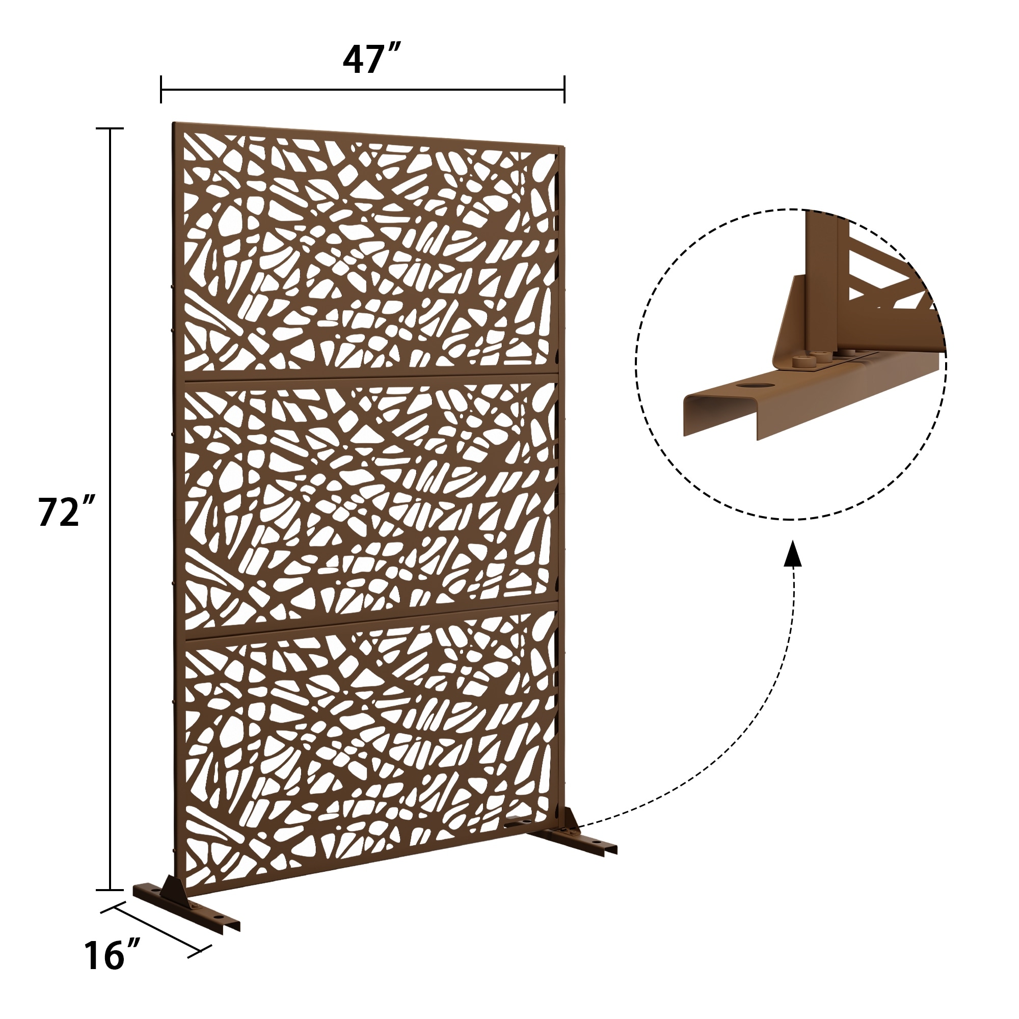 Metal Privacy Screen Free Standing Net - 76x47 Rust
