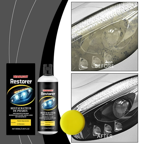 Líquido de mantenimiento de faros automotrices 100ml | Limpiador de oxidación de lentes de lámpara | Potenciador de la transmisión de luz | Restaura la claridad, elimina la suciedad, la suciedad