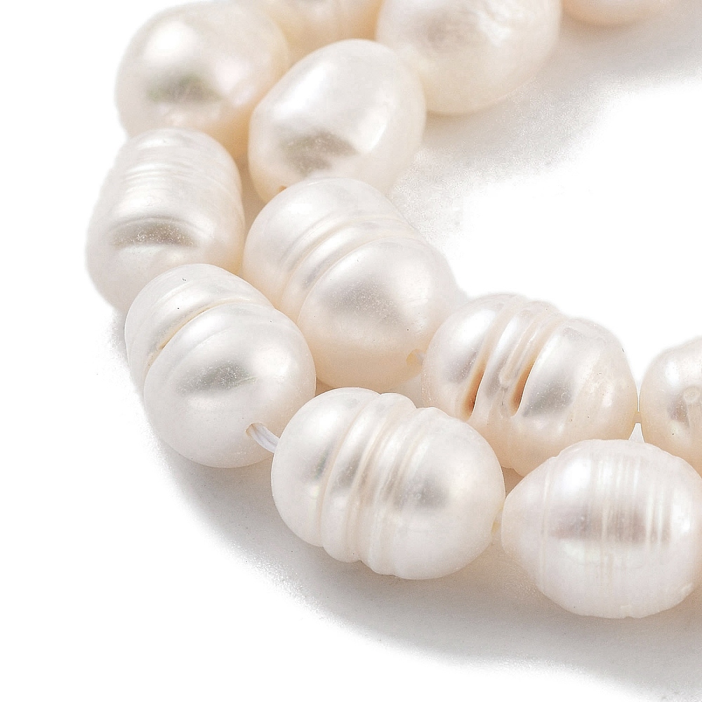 4strands Cultured Freshwater Pearl Beads Strands Grade AB Rice Snow 9~10mm Hole: 0.6mm about 19pcs/strand 6.69~6.89''(17~17.5cm)