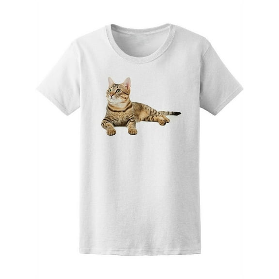 Beautiful Cat Looking Up Photo T-Shirt Women -Image by Shutterstock, Female XX-Large