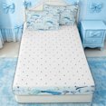 thumbnail image 4 of Erosebridal Watercolor Blue Polka Dot Bow Zipper Full Size Comforter Sets with Fitted Sheet and 2 Pillowcases for Teens, Fashion Ink Ribbon Zipper Bedding Set, Reversible, 4 Pieces, 4 of 7