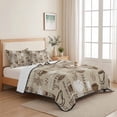 thumbnail image 5 of Full Quilt Set 78''x90'', Coffee Lightweight Bedspread Coverlet Set with 2 Pillow Shams, Beige Farmhouse Retro Beans Latte Tea Cup Funny Breathable All Season Quilt Bedding for Bedroom/Guest Room, 5 of 9