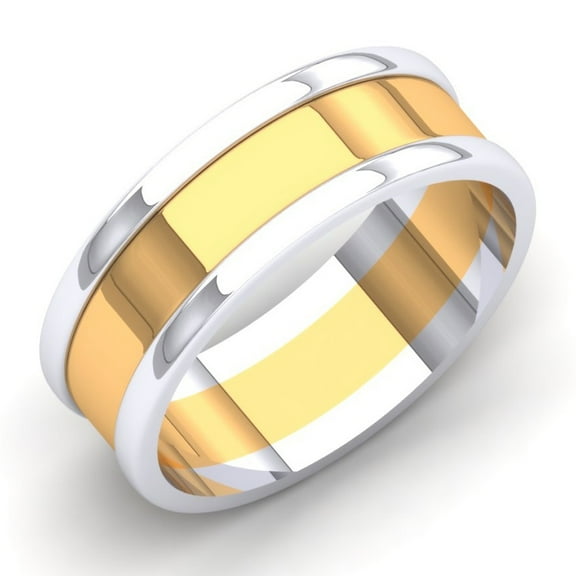 Dazzlingrock Collection 14K White & Two Tone Polished Shiny Comfort Fit Men's Ring Wedding Band, Yellow Gold, Size 8.5