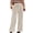 Beige, variant on Corduroy Straight Leg Pants for Women Button Zipper High Waist Retro Casual Long Pants with Patch Pockets