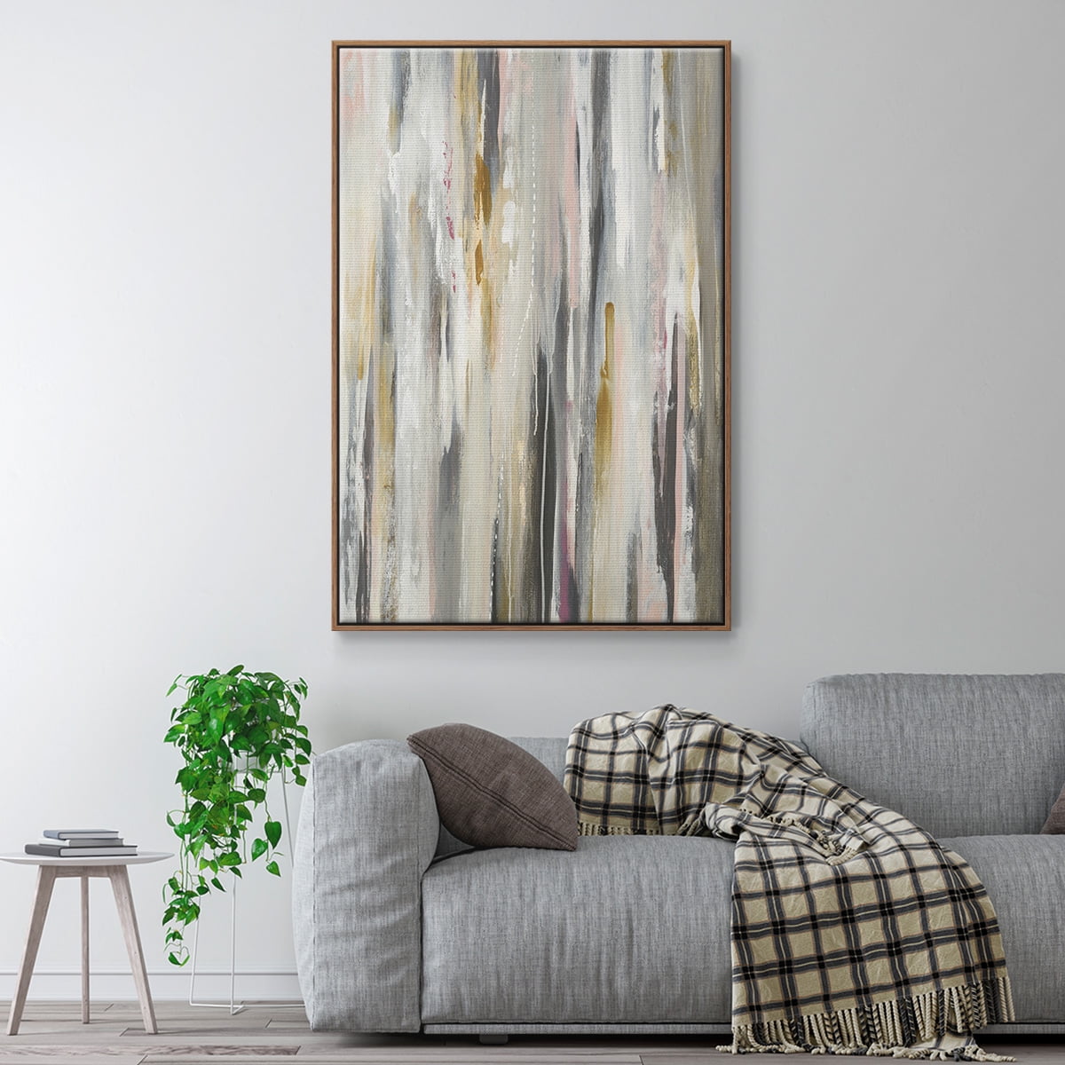 Color Ripple Framed Premium Gallery Wrapped Canvas - Ready to Hang - 17 x 25 - Walnut Floating Frame