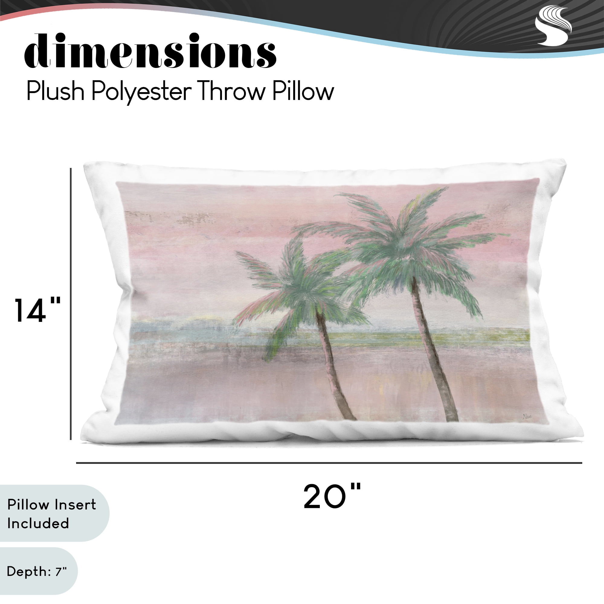 Stupell Industries Sunset Palms at Dusk Decorative Printed Throw Pillow, design by Nan, 14 x 7 x 20