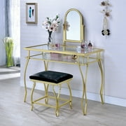 Furniture of America Chanelle Contemporary 3-Piece Vanity Set, Champagne