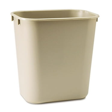 Rubbermaid Commercial Deskside Plastic Wastebasket Rectangular 3 1/2 gal Beige 295500BG