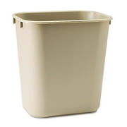 Rubbermaid Commercial Deskside Plastic Wastebasket Rectangular 3 1/2 gal Beige 295500BG