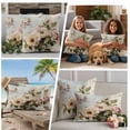 thumbnail image 5 of Vintage Pink Floral Outdoor Waterproof Pillow Covers, Spring Botanical Oil Painting Decorative Square Throw Pillowcase Sofa Cushion Sham for Patio/Couch/Chair, 16"x16" 2 Pack, 5 of 8