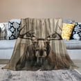 thumbnail image 2 of Orinice Moose Blanket Super Soft Comfortable Warm Anti-Pilling Blanket Suitable for All Seasons Bed Linen Sofa and Plush Decoration Travel Camping Blanket  60x80in, 2 of 6