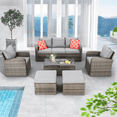 thumbnail image 2 of Homrest 6 Pieces Patio Furniture Sets,Rattan Sectional Sofa W/Ottomans, Cushions  for Garden, Lawn, Balcony, Grey, 2 of 8