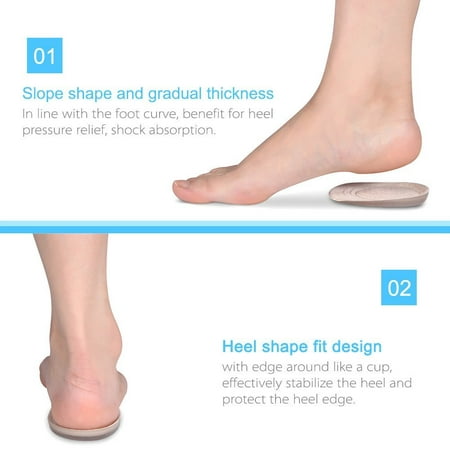Gel Heel Lifts for Shoes Bone Spur Relief Cushion Self-adhesive Half Inserts Heel Cups Foot Pads Ankle Support Insoles for Plantar Fasciitis, Men Women Kids (2 (Best Shoes For Heel Spurs And Plantar Fasciitis)