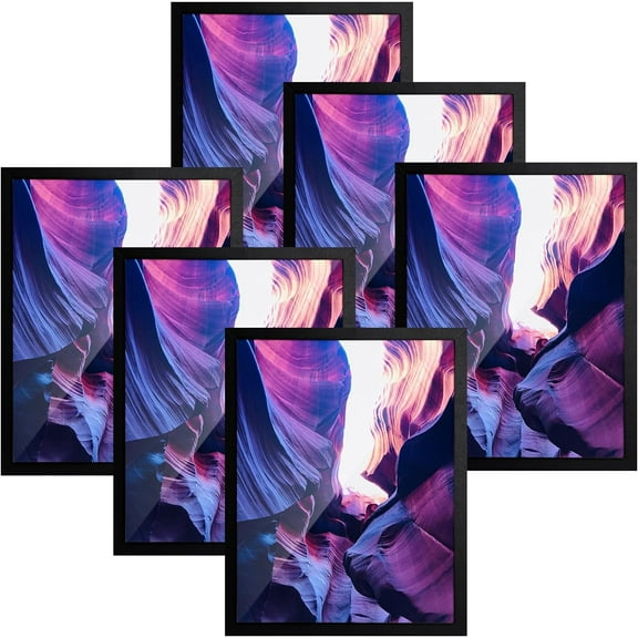 Cozymood 6 pack Black Composite Wood Picture Frames, 8 x 10 Gallery Wall Frame Set