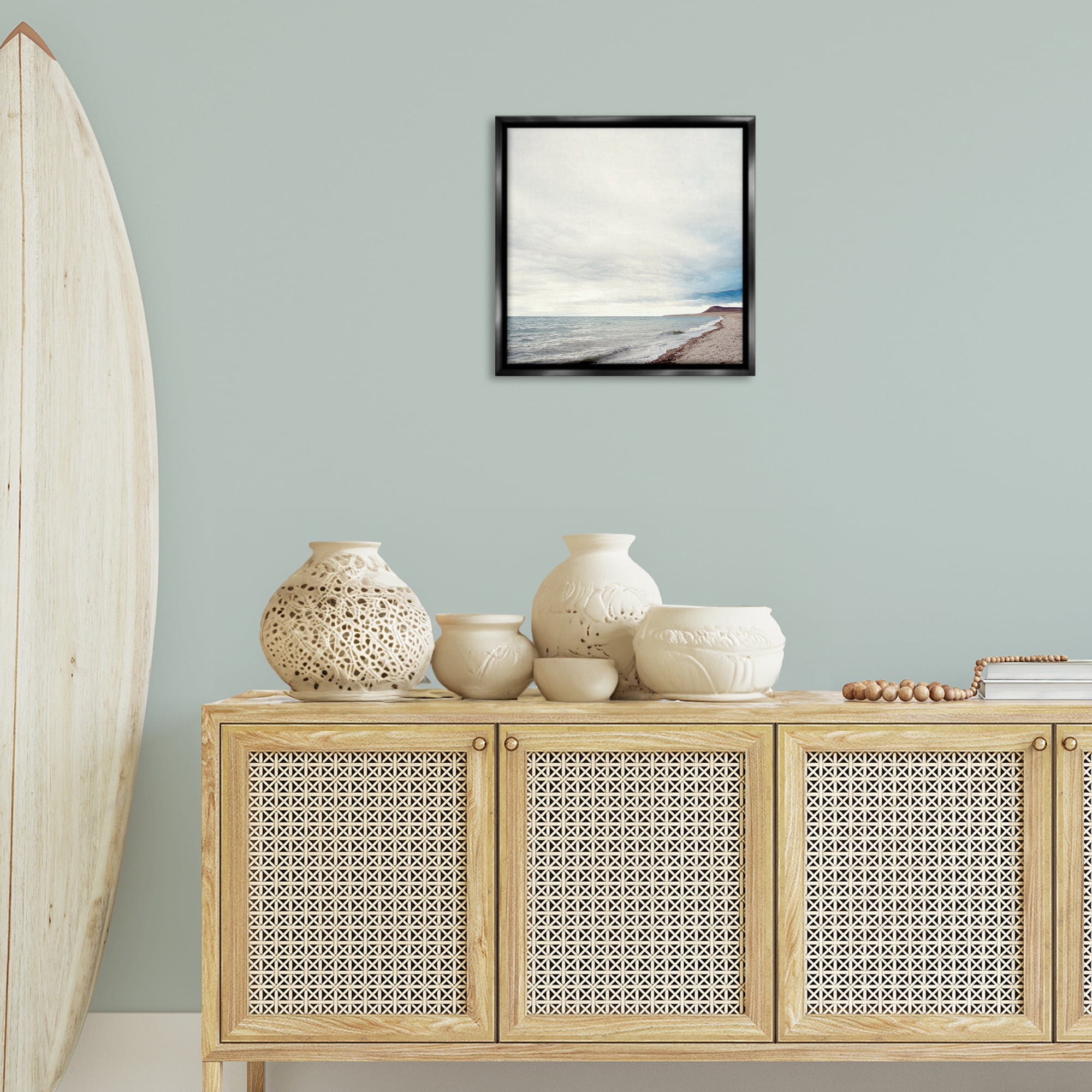 Stupell Industries Ocean At Sunrise Nautical & Beach Photography Black Floater Framed Canvas Art Print Wall Art, 18 x 18