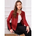 thumbnail image 4 of DARING DIVA Sweaters Collarless Button Up Dressy Chunky Knit Cardigan XS Red, 4 of 7