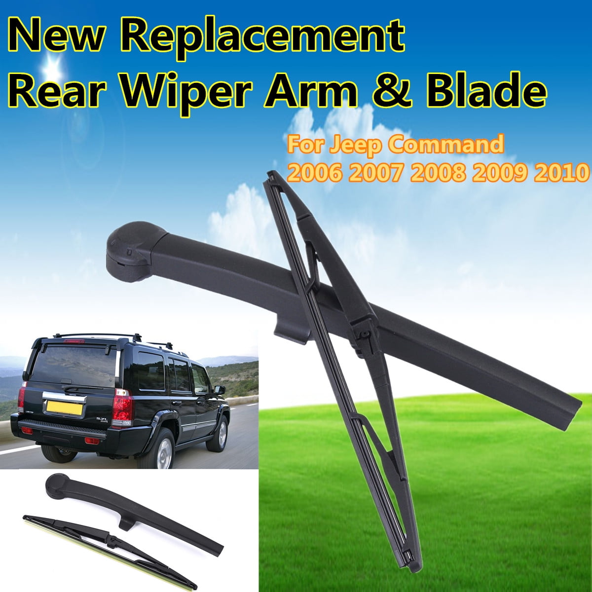 Rear Windshield Wiper Arm +Blade Set For Jeep Commander 2006 2007 2008