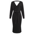 thumbnail image 4 of Bigersell Formal Dress Summer Female V-Neck Long Sleeve Midi Wrap Dress Style D-66 Sundresses Ladies Plus Size Summer Dresses , Black XXL, 4 of 6