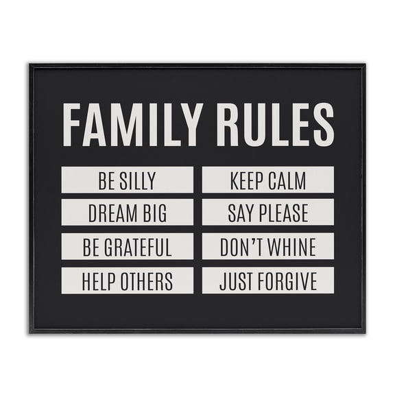 Stupell Industries Contemporary Family Rules Simple Black Black Framed Giclee Art, 14 x 11, by SD Graphics Studio