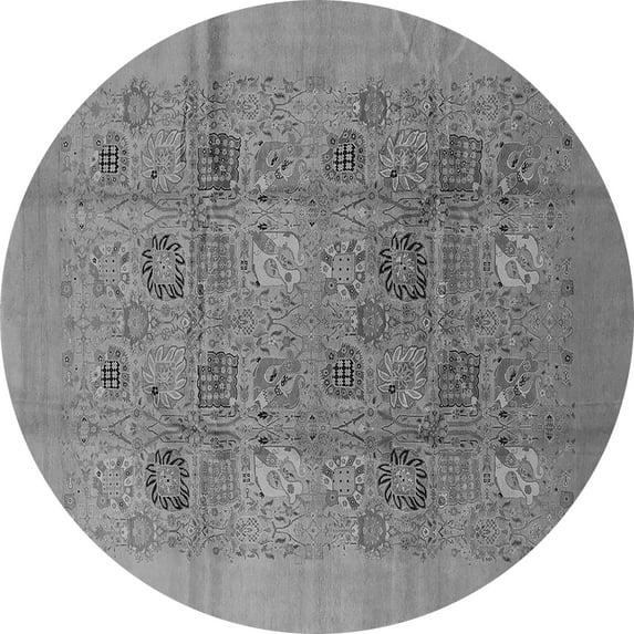 Ahgly Company Indoor Round Oriental Gray Industrial Area Rugs, 7' Round