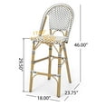 thumbnail image 3 of Christopher Knight Home Kinner Outdoor Barstool, Black + White + Bamboo Print Finish, 3 of 8