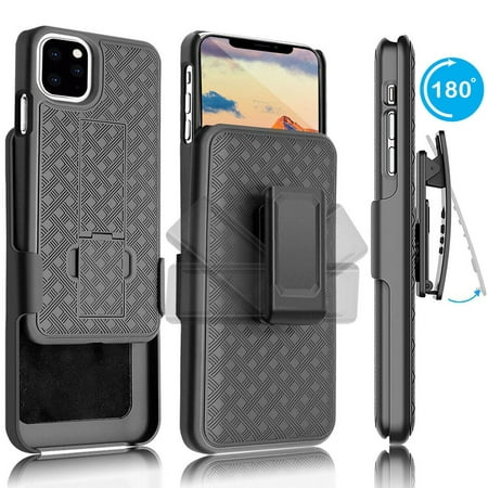 Njjex iPhone 11 / iPhone 11 Pro / iPhone 11 Pro Max Holster Case, Combo Shell & Holster Case Slim Shell with Built-in Kickstand Swivel Belt Clip Holster for Apple iPhone 11 Pro Max (Best Clock Widget For Android 2019)