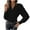 Black, variant on Mikilon Women's Business V-Neck Shirts Long Sleeve Solid Color Blouses Cinch the Waist Tops