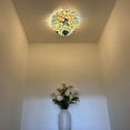 thumbnail image 2 of Tiffany Ceiling Lights Fixture Pink Blue Stained Glass Hummingbird Flowers LED Bulbs 12”W*12”D*8”H, 2 of 6