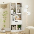 thumbnail image 2 of Costway 2 PCS 51" Tall Bookcase with Drawer 7 Open Cubes Anti-toppling Kits for Study Home White, 2 of 10