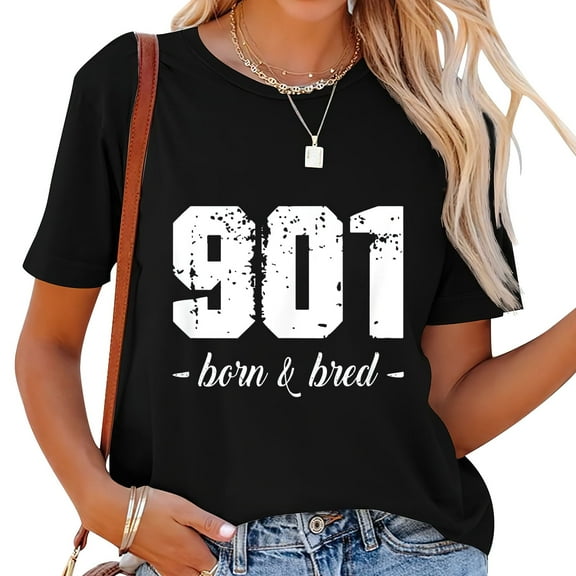 Womens 901 Area Code Memphis Tn Graphic T-Shirt Black