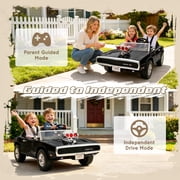 iYofe 24V 2 Seater Licensed 1970 Dodge Charger R/T Powered Ride on Cars, Kids Electric Toys Car with Remote Control, 4 Wheels Spring Suspension, Black