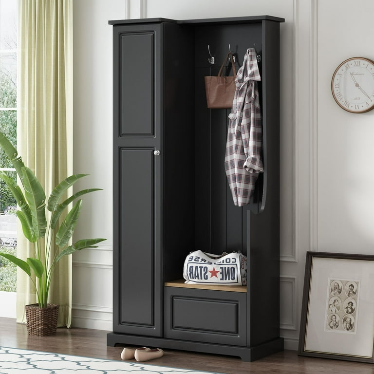 UBesGoo Free Standing Hall Tree with Shoe Storage, Entryway Closet