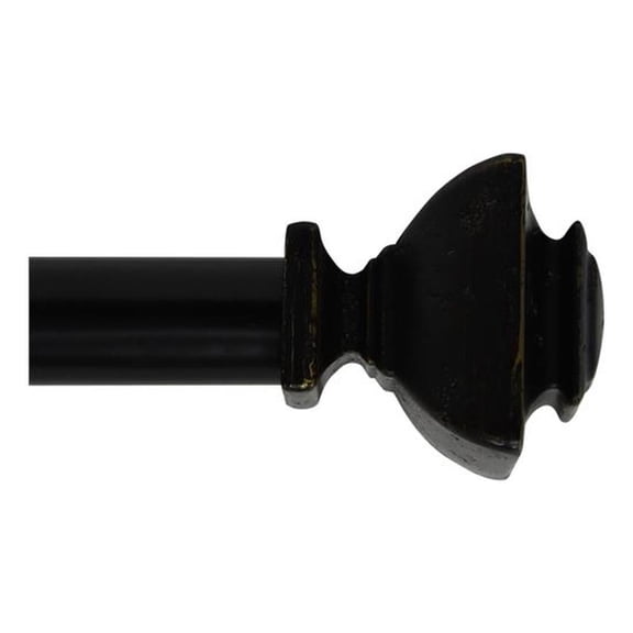 Bruce Adjustable Single Curtain Rod 36" to 72"-Black