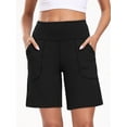 thumbnail image 4 of NELEUS Womens Workout Shorts Wide Leg Athletic Yoga Shorts High Waisted Short with Pockets,Black,US Size L, 4 of 7