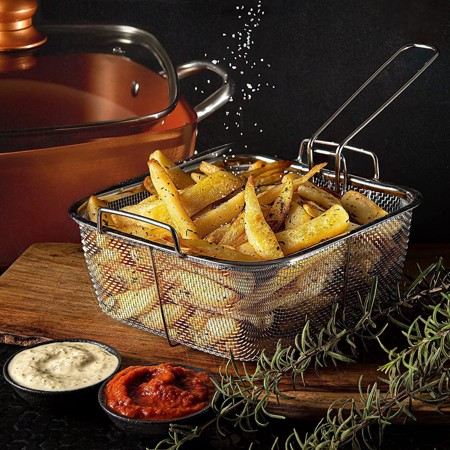 Copper Chef Cookware Set, 5 Pcs Non Stick Deep Frying Pan, Fry Basket, Steamer , Dishwasher Safe