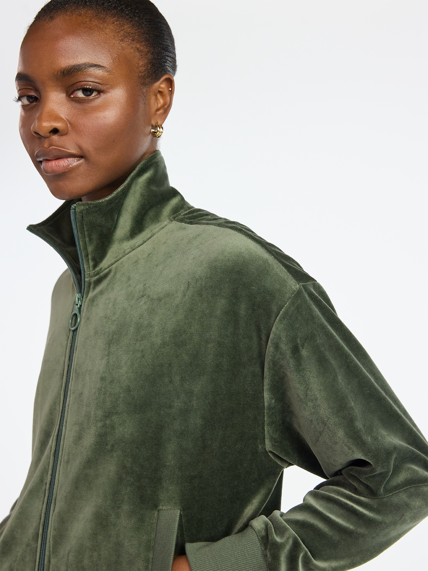 Scoop Women’s Velour Track Jacket, Lightweight, Sizes XS-XXL