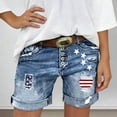thumbnail image 2 of Trendfront Womens Slim Fit Distressed Printed Patchwork Cut-off Shorts Stretchy Denim Style Shorts Fashion Summer Outfits Casual Bottoms, 2 of 5