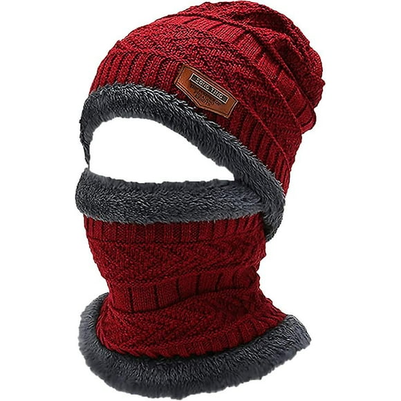 Sumuqi Men's And Women's Winter Hat Scarf Set, Men's And Women's Fleece Hat Scarf Set