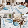 thumbnail image 6 of Enjoy Summer Washable Living Room Rugs 5'x8', Watercolor Blue Gradient Sea Shell Wood Grain Low Pile Throw Large Area Rug Non-Slip Sturdy Edge Binding Carpet for Living Room Kitchen Office, 6 of 9