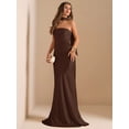 thumbnail image 6 of Coffee Brown Strapless High-Neck Mermaid Maxi Dress For Formal Party Cocktail Wedding Bridesmaid, 6 of 7